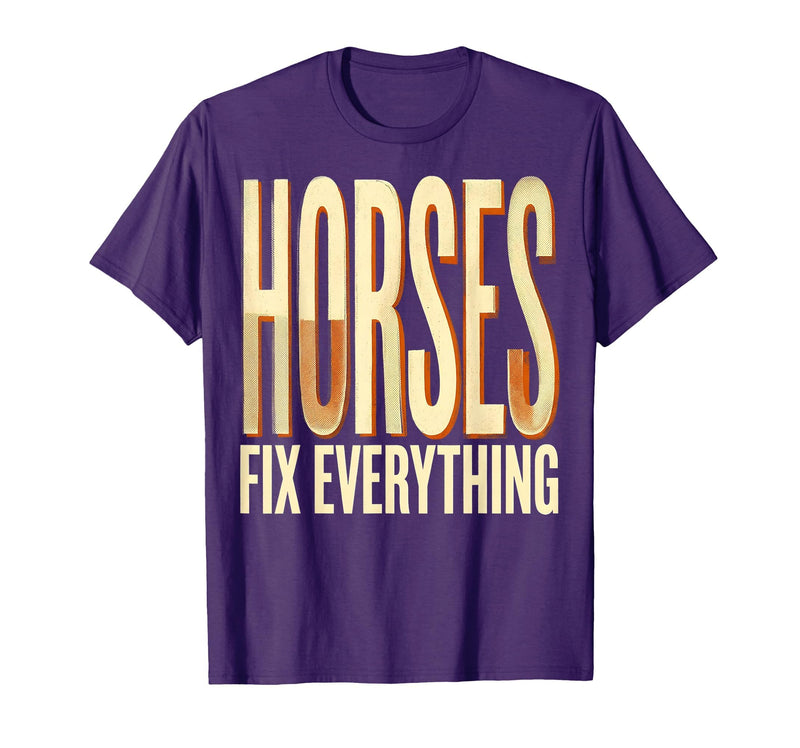 Mademark Horses Fix Everything Equestrian Design T-Shirt - Men - Purple