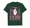Arich.Tee's Breast Cancer Awareness Ghost in October We Wear Pink Breast Cancer Witch Ghost Halloween T-Shirt - Dark Green