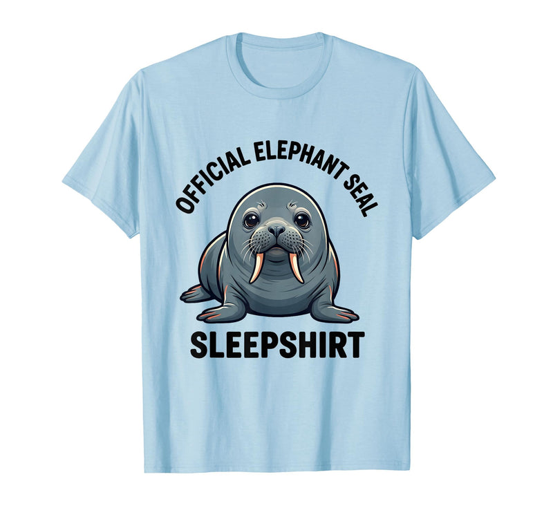 Mademark Official Elephant Seal Sleepshirt Cute Animal Humor T-Shirt - Men - Baby Blue