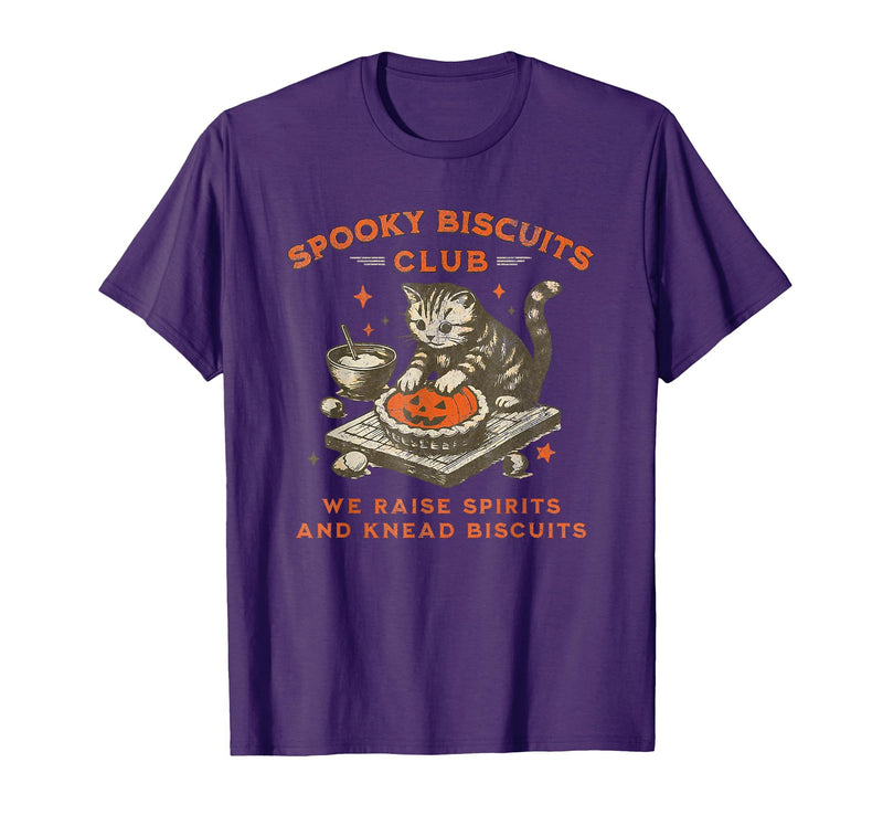 spooky biscuits club shirt Spooky Biscuits Club we Raise Spirits and Knead Biscuits T-Shirt - Purple