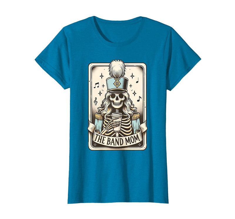 Marching Band Mom Tarot Card Skeleton Halloween Marching Band Mom Tarot Card Skeleton Mom Musical Instrument T-Shirt -