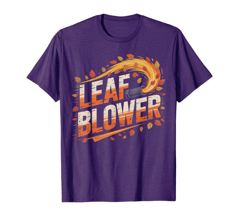 Funny Leaf Blower Fall Costume Couple Halloween Tee T-Shirt - Purple