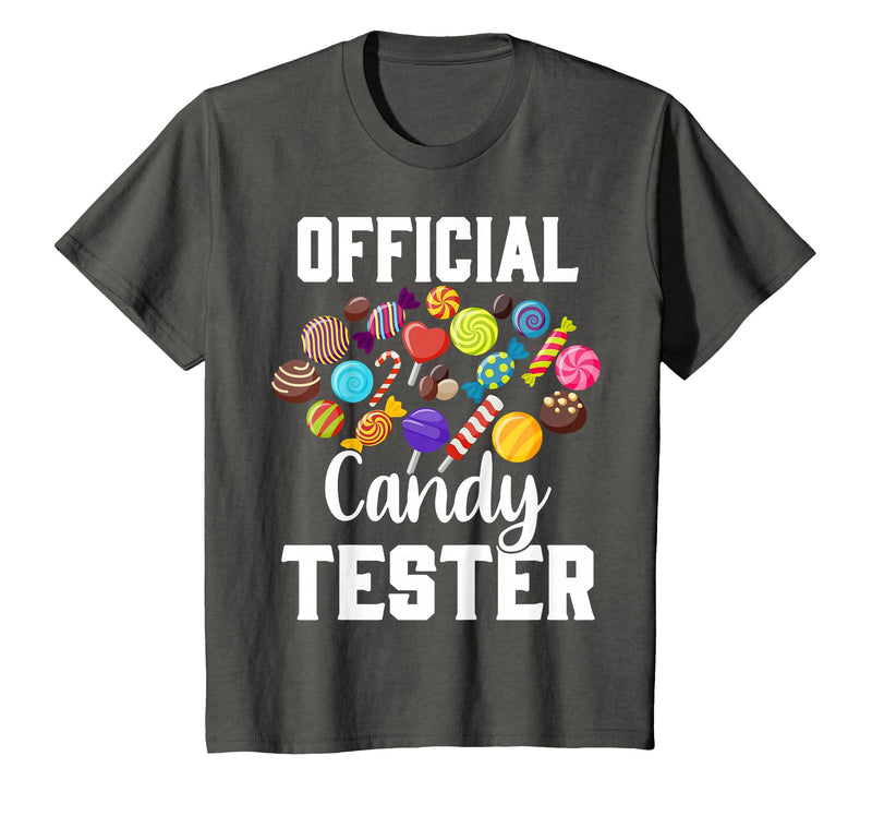 Candy Tester Sweets Lover Gifts & Apparel Official Candy Tester Halloween Costume Boys Girls Kids T-Shirt - Asphalt Grey