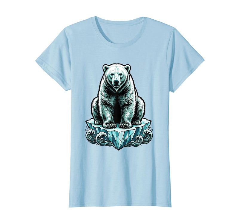 Mademark Polar Bear Lone Ice Floe Arctic Drift Illustration T-Shirt - Baby Blue