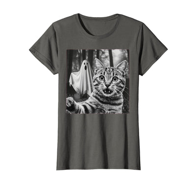 Halloween Cat Selfie with Spooky Ghost t -shir t Halloween Cat Selfie with Spooky Ghost T-Shirt