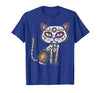 Halloween Cat Shirts For Women Men Kids Owner Sugar Skull Cat Dia De Muertos Day of Dead Halloween Mexican T-Shirt - Royal