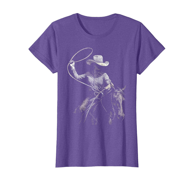 Cowgirl Western Rodeo Rodeo Cowgirl Western Horse T-Shirt - Purple Heather