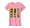 Halloween Stamp Cute Ghost Cute Fall Apparel Vintage Halloween Stamp Cute Ghost Pumpkin Cat Retro Fall T-Shirt - Pink