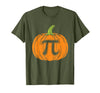 Halloween Tees Women Men Kids Pumpkin Pi Symbol Funny Math Nerd Spooky Halloween Pi Day T-Shirt - Olive Green