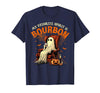 Bourbon Ghost Funny Halloween Drinking Apparel My Favorite Spirit is Bourbon Funny Halloween Ghost T-Shirt - Navy Blue