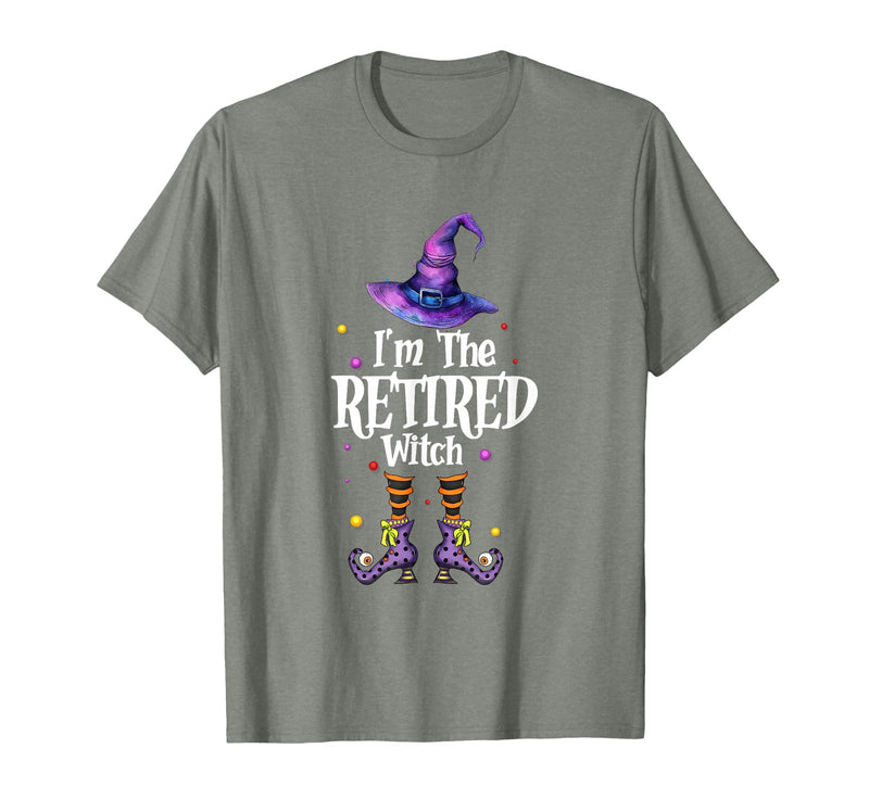 Funny Quote Horror Costume Party Family Friends I'm The Retired Witch Spooky Scary Halloween Retiree Women T-Shirt - Olive