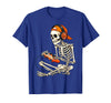 Halloween Skeleton Shirts for Gamers Men Boys Kids Halloween Skeleton Gamer Video Gaming Boys Men Kids Funny T-Shirt - Royal