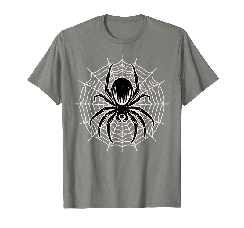 Halloween Shirts For Women Men Kids Boys Girls Halloween Spider with Web Vintage Costume Men Boys Kid Women T-Shirt - Olive