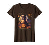 Halloween Dragons Fantasy Spooky Witchy Cute Halloween Dragon Witch Hat Pumpkin Moon Fantasy T-Shirt - Brown