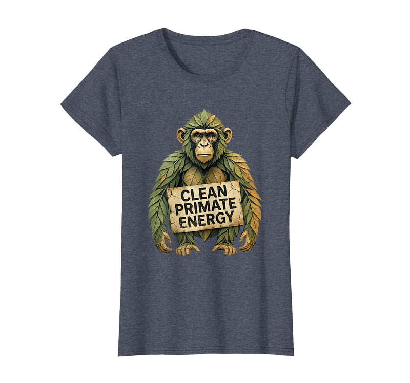 Mademark Clean Primate Energy Monkey Sober Men Design T-Shirt - Women - Heather Blue