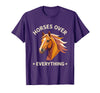 Mademark Horses Over Everything Women's Equestrian Design T-Shirt - Men - Purple