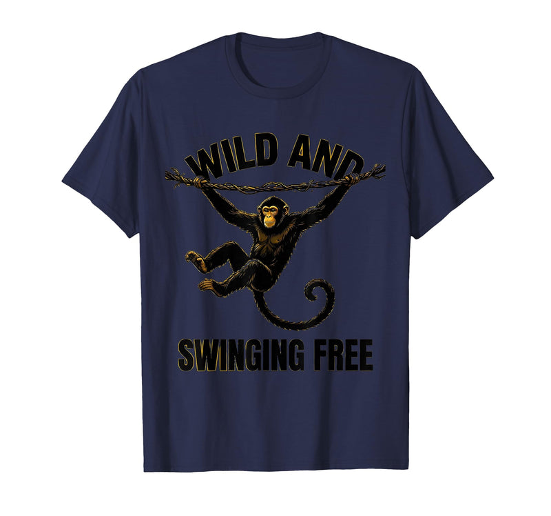 Mademark Wild and Swinging Free Monkey Graphic Design T-Shirt - Men - Navy Blue