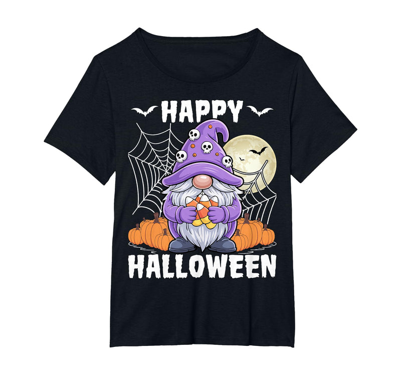 Gnome Halloween Gifts Co. Happy Halloween Spooky Ghost Witches Candy Corn Gnomes T-Shirt - Black
