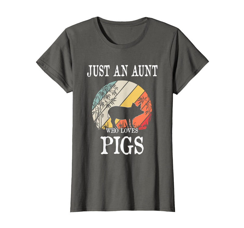 Pigs Lover Gift Co. Just an Aunt Who Loves Pigs T-Shirt - Asphalt Grey