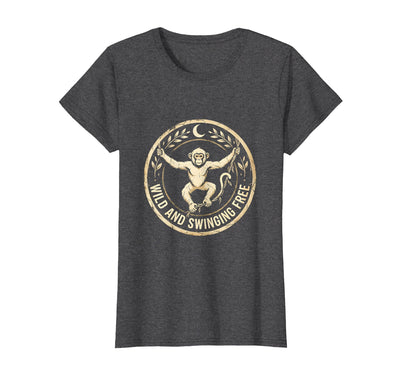 Wild and Swinging Free Monkey Graphic Design T-Shirt - Women