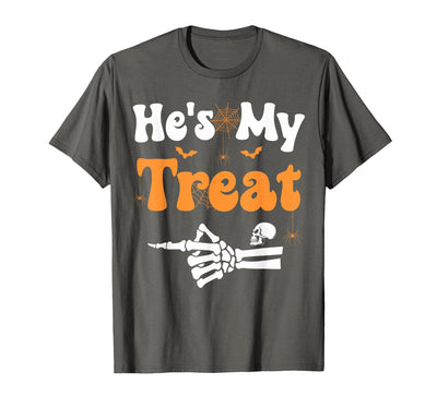 She's My Trick He's My Treat Halloween Couple Tees He's My Treat Skeleton Couples Matching Couple Halloween T-Shirt