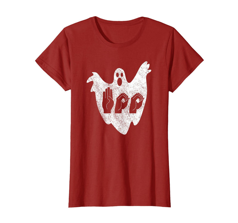 Sign Language Apparel Funny ASL American Sign Language Halloween T-Shirt - Cranberry Red
