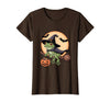 Frog Lover Halloween Party Wear Frog Witch Hat Pumpkin Halloween Costume Men Women Kids T-Shirt - Brown