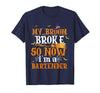 My Broom Broke So I Became A Bartender Halloween Costume T-Shirt - Navy Blue
