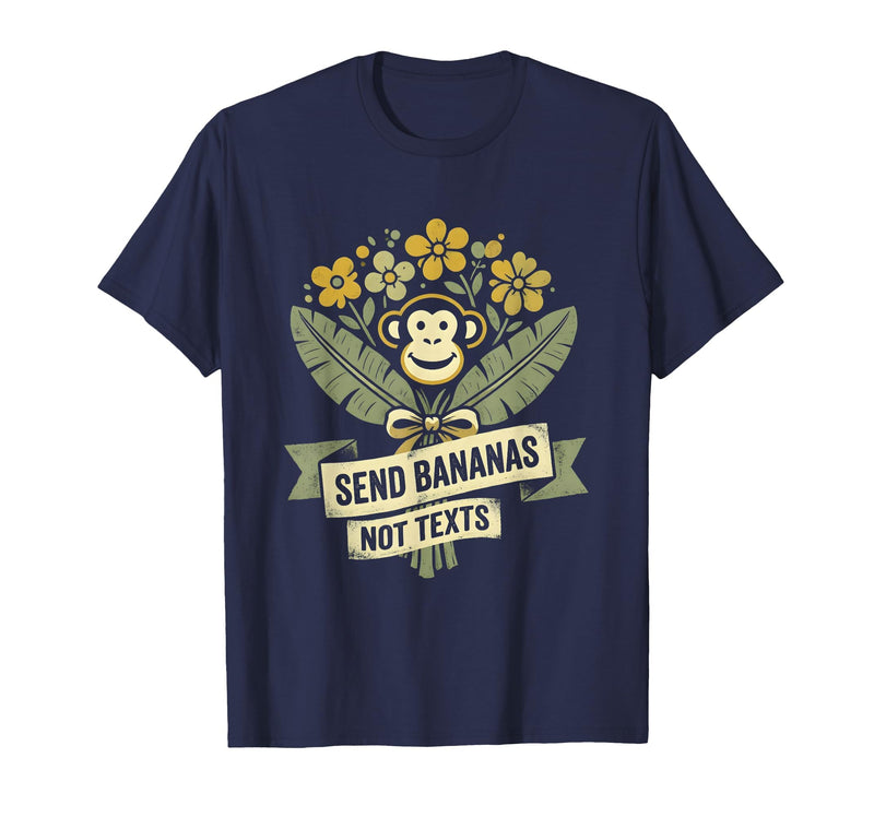 Mademark Send Bananas Not Texts Funny Monkey Design T-Shirt - Men - Navy Blue