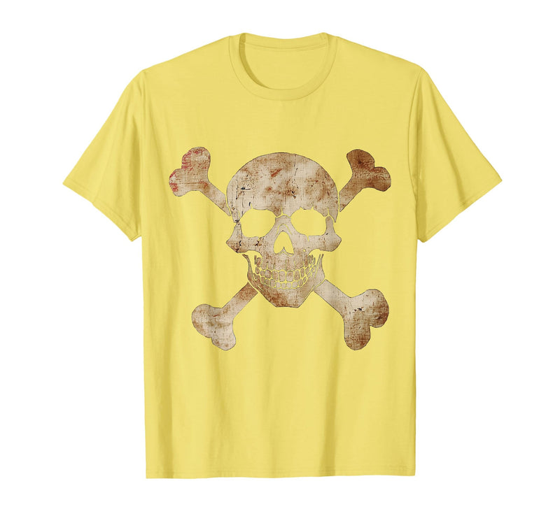 Halloween Designs. Pirate Flag Skull and Crossbones Skeleton Graphic Halloween T-Shirt - Lemon Yellow