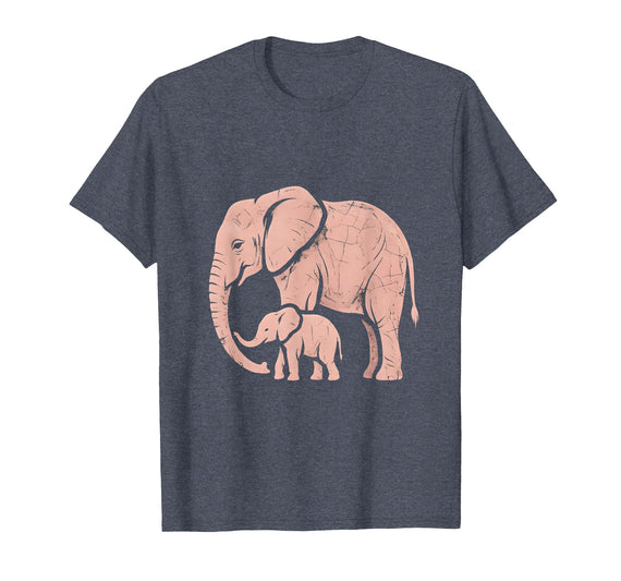 Mademark Mama Elephant Trunk Wrapped Around Baby T-Shirt - Men - Heather Blue