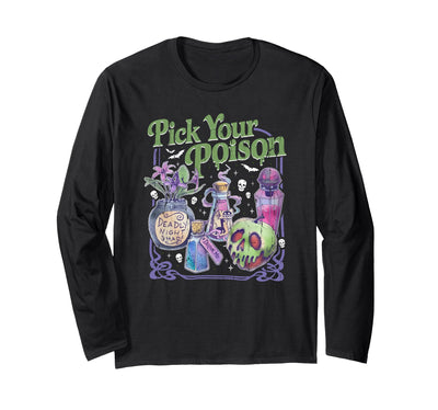 Spooky Season Funny Halloween Tee Pick Your Poison, Vintage Princess Halloween Long Sleeve T-Shirt