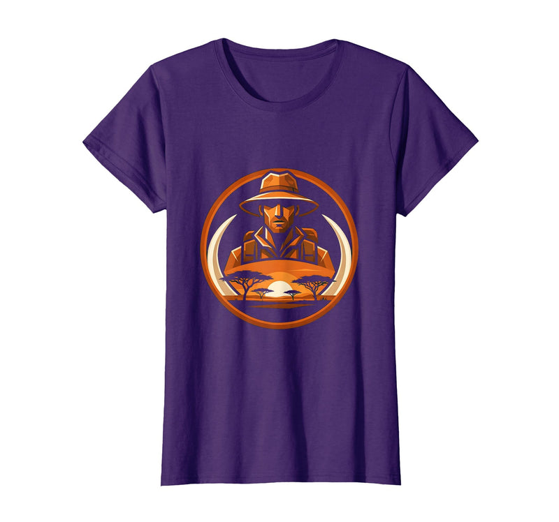 Mademark Safari Explorer Elephant Tusk Graphic Tee T-Shirt - Women - Purple
