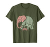 Mademark Mama Elephant Guiding Calf Through Water T-Shirt - Men - Olive Green