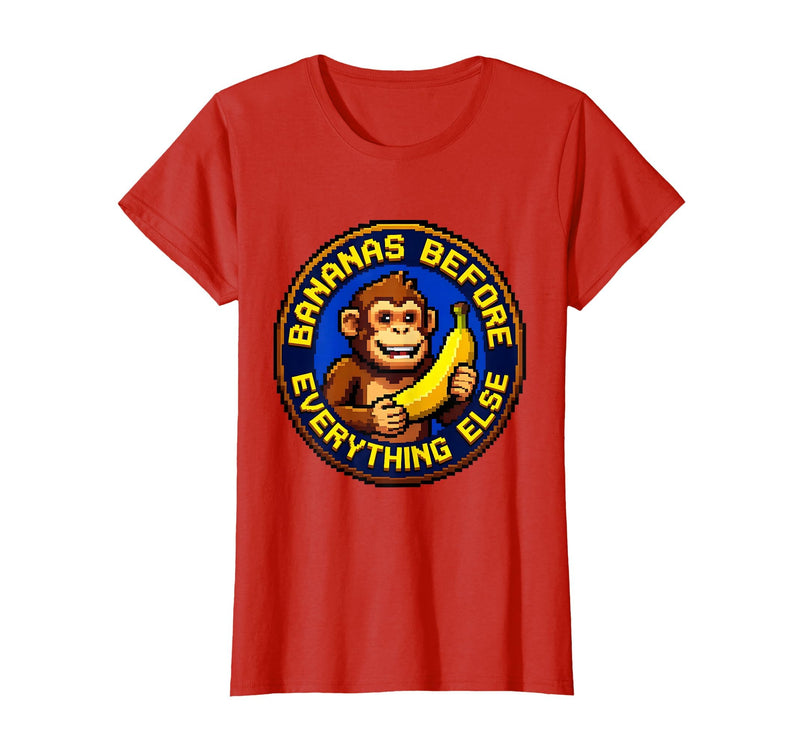 Mademark Bananas Before Everything Else Monkey Design T-Shirt - Women - Red