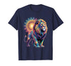 Cosmic Animal Mandala Sacred Geometry Collective Sacred Geometry Lion Mandala T-Shirt - Navy Blue