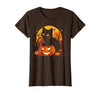 Black Cat Halloween Pumpkin Gifts Retro Black Cat Halloween Pumpkin Costume for Women Men Kids T-Shirt - Brown