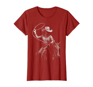 Cowgirl Western Rodeo Rodeo Cowgirl Western Horse T-Shirt - Cranberry Red