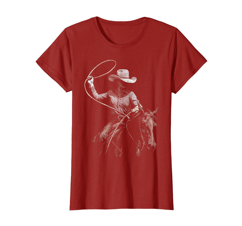 Cowgirl Western Rodeo Rodeo Cowgirl Western Horse T-Shirt - Cranberry Red