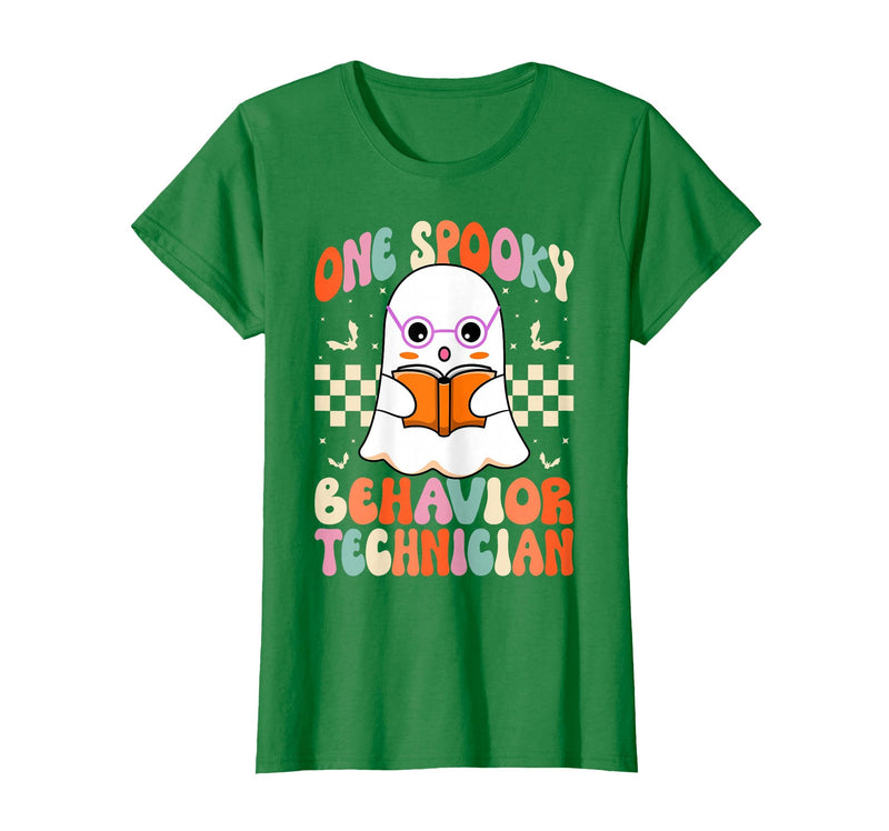 RBT Behavior Tech Spooky Halloween Gifts Co. One Spooky Behavior Technician Analyst - Halloween Ghost RBT T-Shirt - Kelly