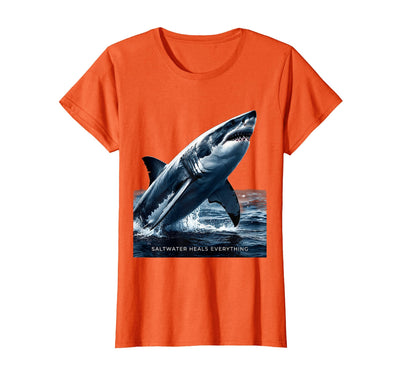 Saltwater Heals Everything Shark Ocean Design T-Shirt