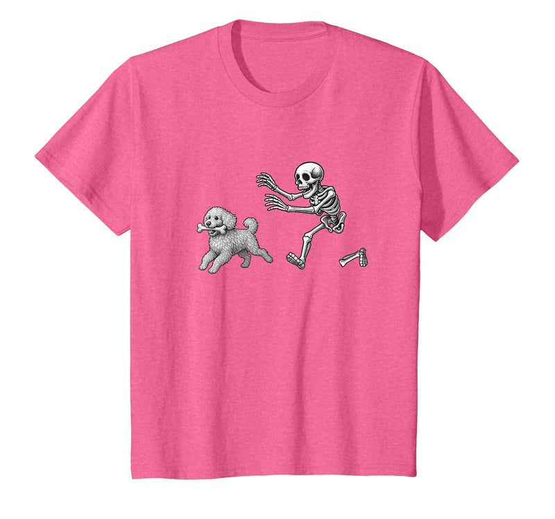 Funny Halloween Dog Lovers Gift Tees Skeleton Dogs Funny Skeleton Chasing Goldendoodle Dog Halloween Dogs Lover T-Shirt -
