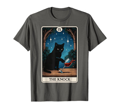 Tarot Cat Funny Wine Kitten The Knock Cat Tarot Card T-Shirt