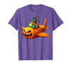 Funny Halloween Airplane Costume for Kid Boy Funny Airplane Pumpkin Pilot Lovers Halloween Mens Boys Kids T-Shirt - Purple