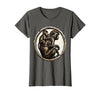 Mademark Baby Monkey Clinging to Mother's Back Design T-Shirt - Women - Asphalt Grey