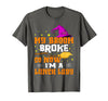Funny Lunch Lady Halloween Costume My Broom Broke So Now I'm A Lunch Lady Halloween Cantine T-Shirt - Asphalt Grey