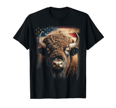 Click Here for More Buffalo American Bison Western Usa Flag 2 T-Shirt