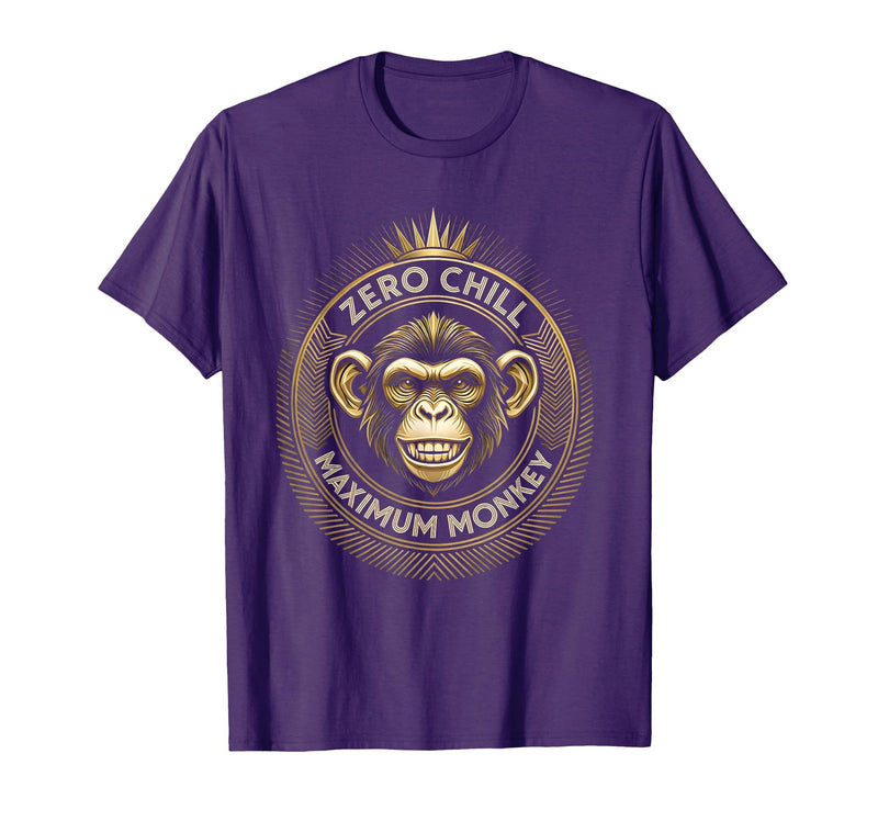 Mademark Zero Chill Maximum Monkey Fun Graphic Design T-Shirt - Men - Purple