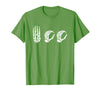 Deaf Halloween ASL Costume Boo Hands ASL Halloween Skeleton Hand American Sign Language Boo T-Shirt - Grass Green