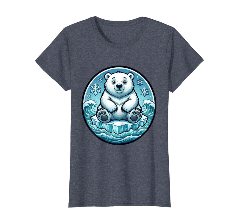 Mademark Polar Bear Lone Ice Floe Arctic Drift Design T-Shirt - Heather Blue